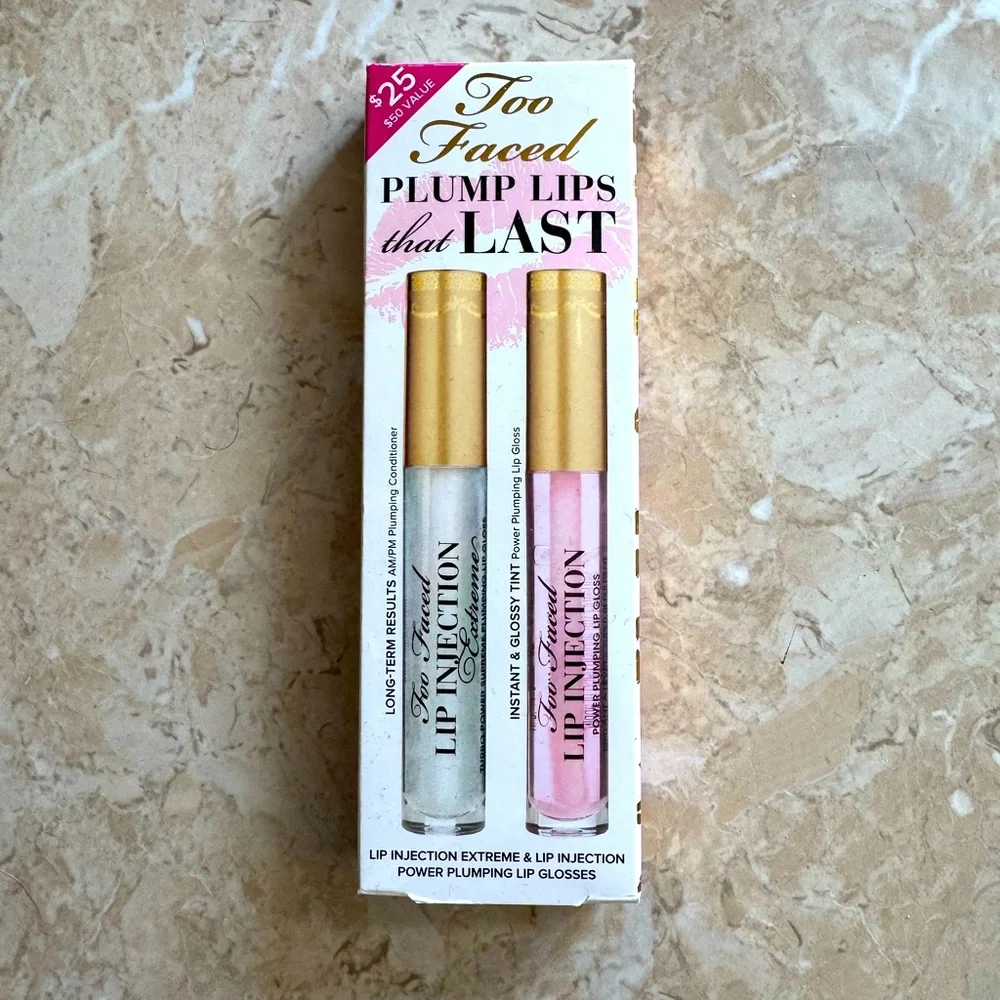 Too Faced PLUMP LIPS THAT LAST - LIP INJECTION LIP GLOSSES 2 PACK SET NEW IN BOX